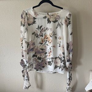 Knox Rose White Floral Long Sleeve Blouse